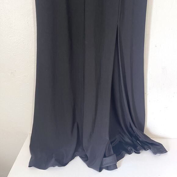 ADRIANNA PAPELL NWOT Beaded Mesh Neckline Maxi Dress in Black Size 6 - Picture 5 of 9